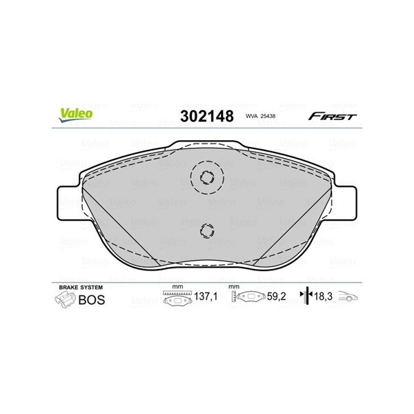 Bromsbeläggsats, Framaxel Valeo 302148 VALEO