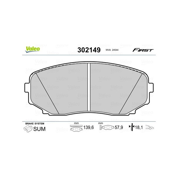 Bromsbeläggsats, Framaxel Valeo 302149 VALEO