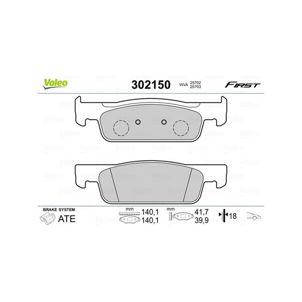 Bromsbeläggsats, Framaxel Valeo 302150 VALEO