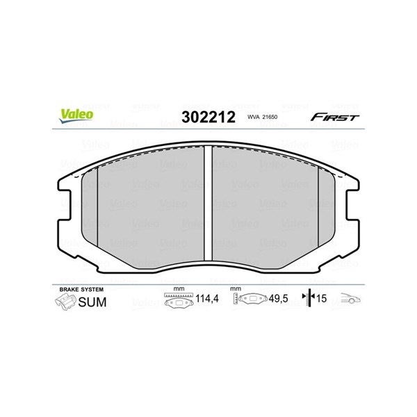 Bromsbeläggsats, Framaxel Valeo 302212 VALEO
