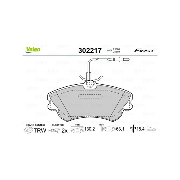 Bromsbeläggsats, Framaxel Valeo 302217 VALEO