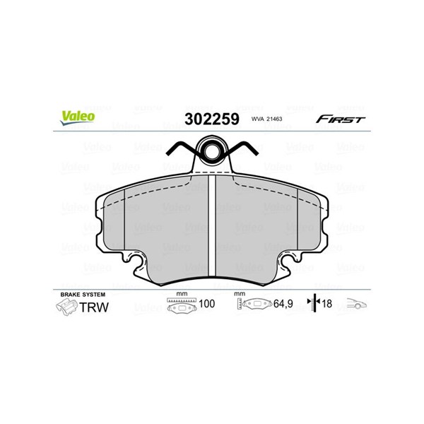 Bromsbeläggsats, Framaxel Valeo 302259 VALEO