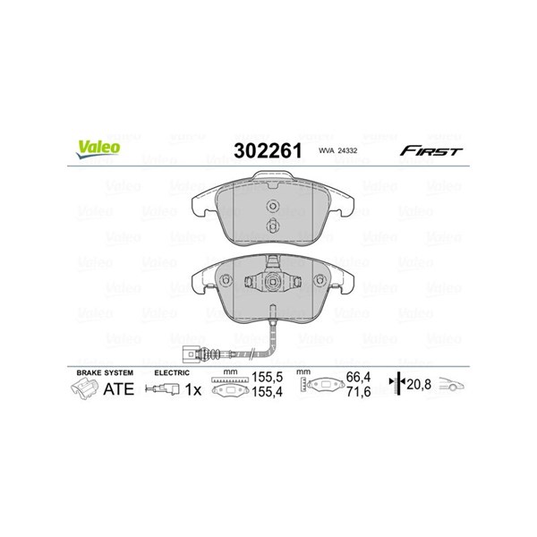 Bromsbeläggsats, Framaxel Valeo 302261 VALEO