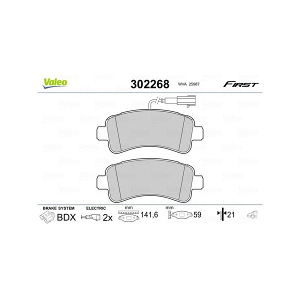 Bromsbeläggsats, Bakaxel Valeo 302268 VALEO