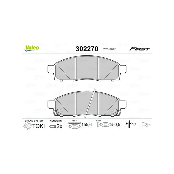 Bromsbeläggsats, Framaxel Valeo 302270 VALEO