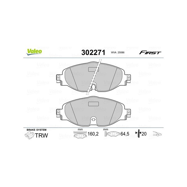 Bromsbeläggsats, Framaxel Valeo 302271 VALEO