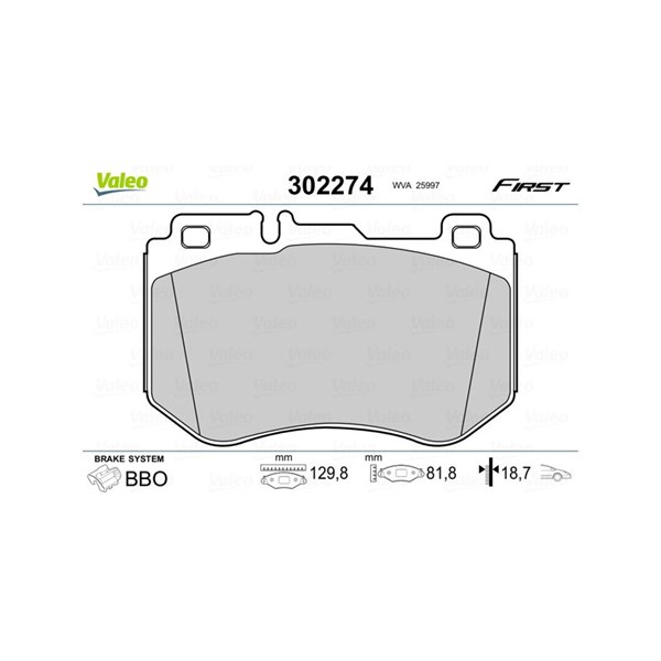 Bromsbeläggsats, Framaxel Valeo 302274 VALEO