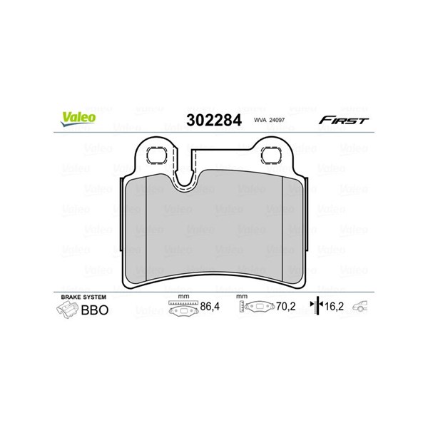 Bromsbeläggsats, Bakaxel Valeo 302284 VALEO Bromsbeläggsats, Bakaxel Valeo 302284 VALEO