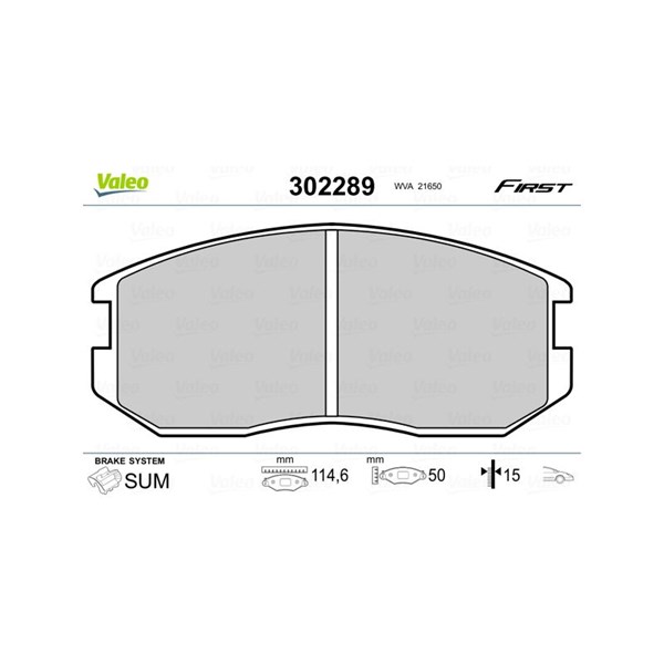 Bromsbeläggsats, Framaxel Valeo 302289 VALEO