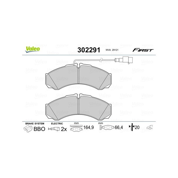 Bromsbeläggsats, Bakaxel Valeo 302291 VALEO