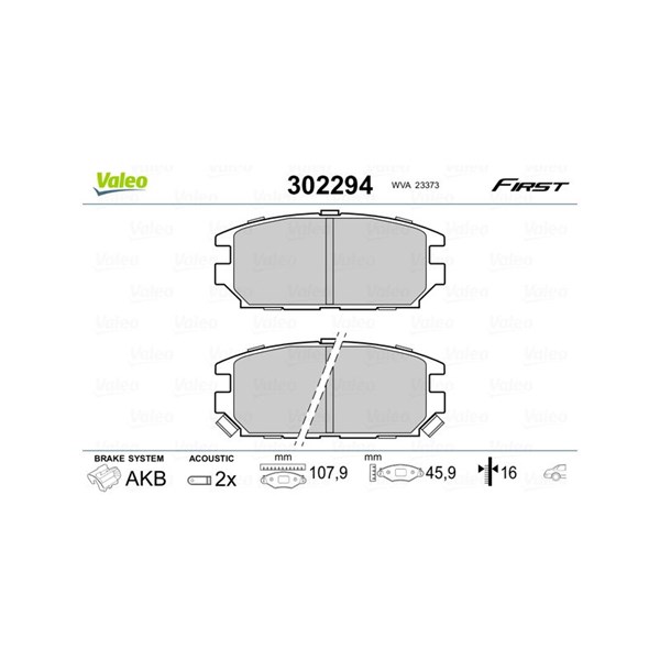 Bromsbeläggsats, Bakaxel Valeo 302294 VALEO Bromsbeläggsats, Bakaxel Valeo 302294 VALEO