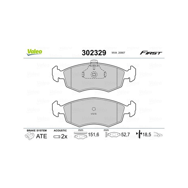Bromsbeläggsats, Framaxel Valeo 302329 VALEO