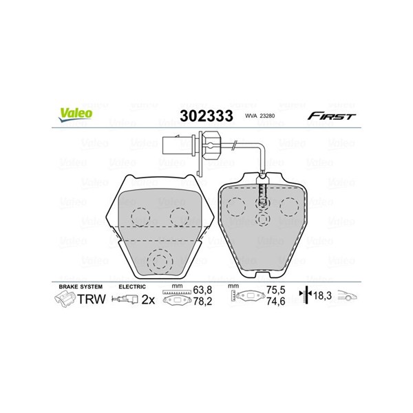 Bromsbeläggsats, Framaxel Valeo 302333 VALEO