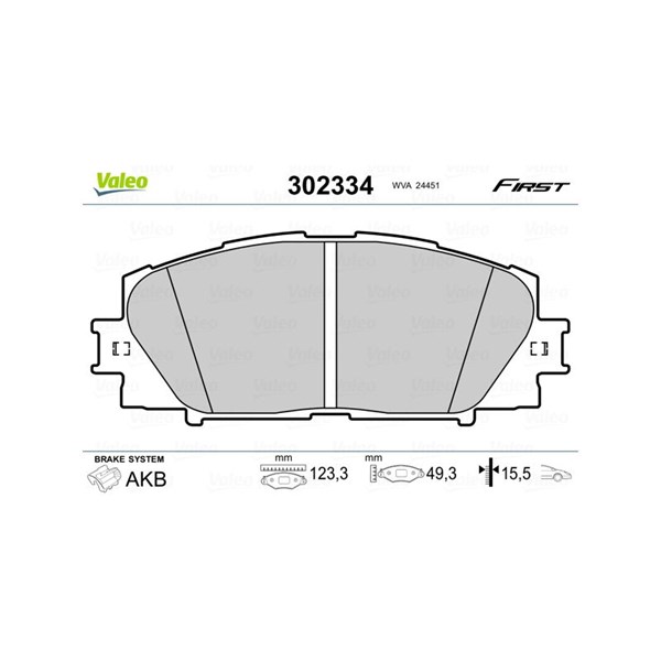 Bromsbeläggsats, Framaxel Valeo 302334 VALEO Bromsbeläggsats, Framaxel Valeo 302334 VALEO