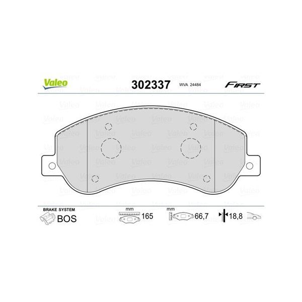 Bromsbeläggsats, Framaxel Valeo 302337 VALEO