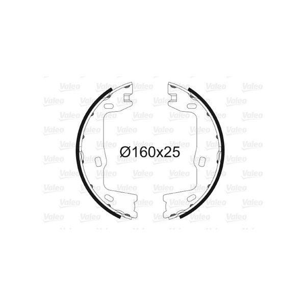 Bromsbackar, sats, parkeringsbroms, Bakaxel Valeo 562572 VALEO