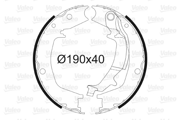 Bromsbackar, sats, parkeringsbroms, Bakaxel Valeo 564181 VALEO