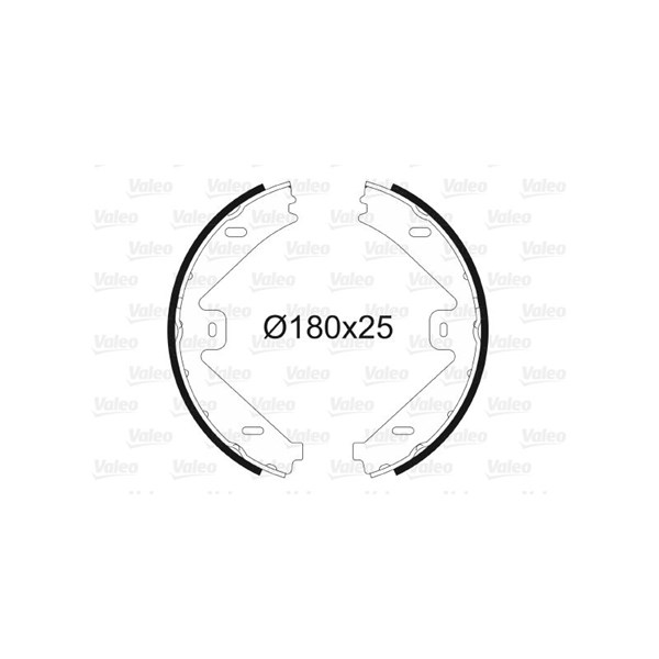 Bromsbackar, sats, parkeringsbroms, Bakaxel Valeo 564182 VALEO