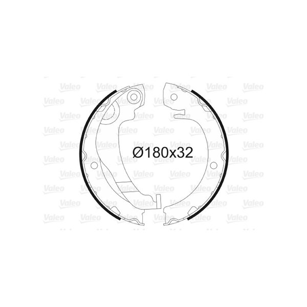 Bromsbackar, sats, parkeringsbroms, Bakaxel Valeo 564183 VALEO