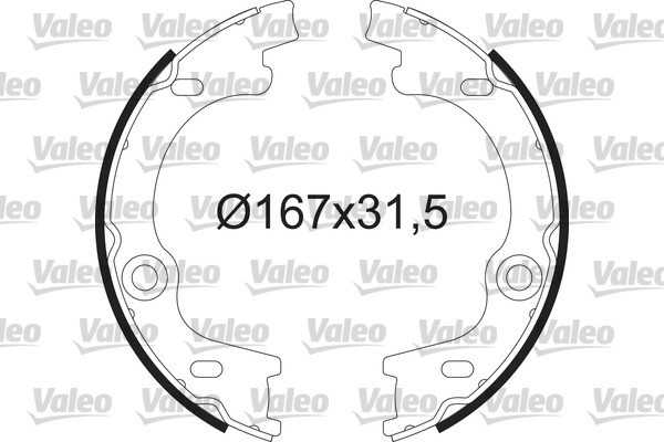 Bromsbackar, sats, parkeringsbroms, Bakaxel Valeo 564212 VALEO