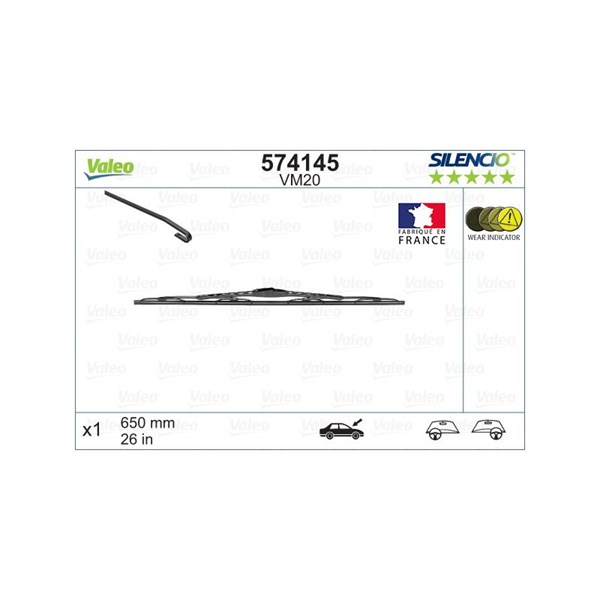 Torkarblad, Förarsida, Mitt, Passagerarsida Valeo 574145 VALEO Torkarblad, Förarsida, Mitt, Passagerarsida Valeo 574145 VALEO
