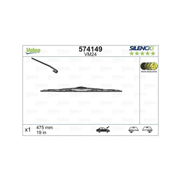 Torkarblad, Bak, Förarsida, Passagerarsida Valeo 574149 VALEO