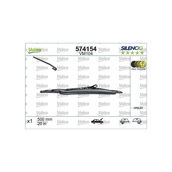 Torkarblad, Förarsida, Passagerarsida Valeo 574154 VALEO
