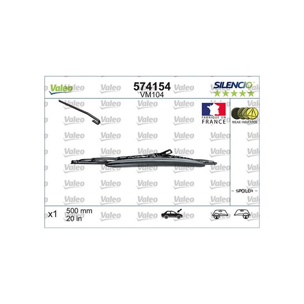 Torkarblad, Förarsida, Passagerarsida Valeo 574154 VALEO Torkarblad, Förarsida, Passagerarsida Valeo 574154 VALEO