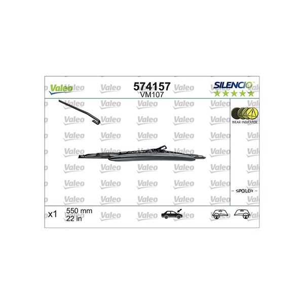 Torkarblad, Bak, Förarsida, Passagerarsida Valeo 574157 VALEO