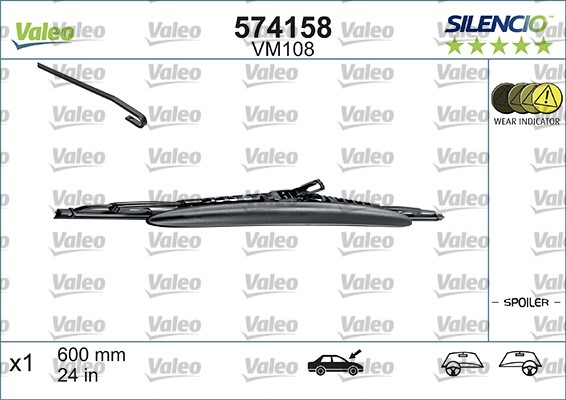Torkarblad, Förarsida, Passagerarsida Valeo 574158 VALEO
