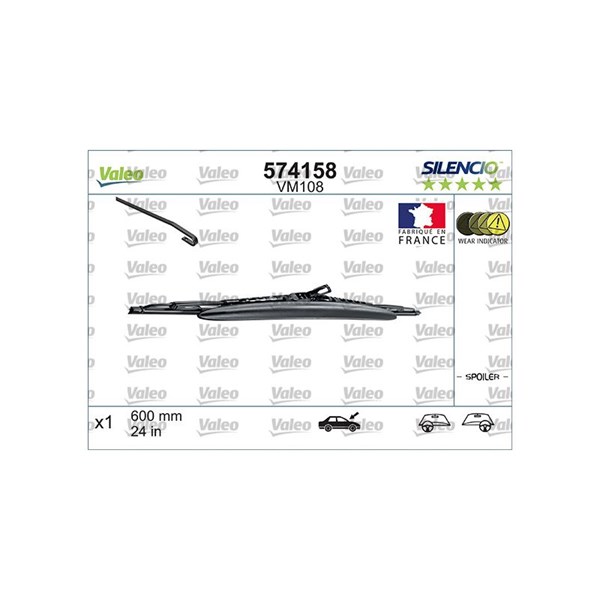 Torkarblad, Förarsida, Passagerarsida Valeo 574158 VALEO Torkarblad, Förarsida, Passagerarsida Valeo 574158 VALEO