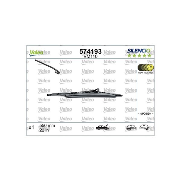 Torkarblad, Förarsida, Passagerarsida Valeo 574193 VALEO