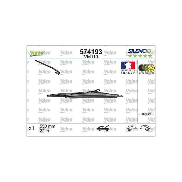 Torkarblad, Förarsida, Passagerarsida Valeo 574193 VALEO Torkarblad, Förarsida, Passagerarsida Valeo 574193 VALEO