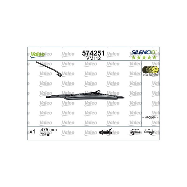 Torkarblad, Förarsida, Passagerarsida Valeo 574251 VALEO