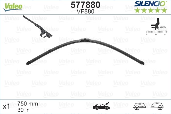 Torkarblad, Mitt Valeo Silencio flat blade single 577880 VALEO