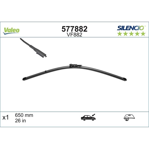 Torkarblad, Mitt Valeo Silencio flat blade single 577882 VALEO