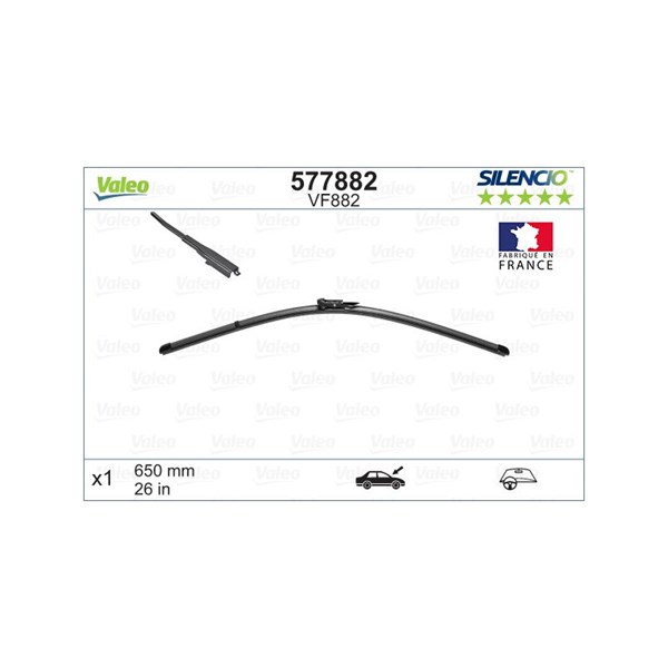 Torkarblad, Mitt Valeo Silencio flat blade single 577882 VALEO Torkarblad, Mitt Valeo Silencio flat blade single 577882 VALEO