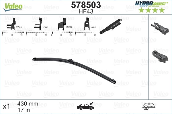 Torkarblad, Bak, Passagerarsida Valeo 578503 VALEO