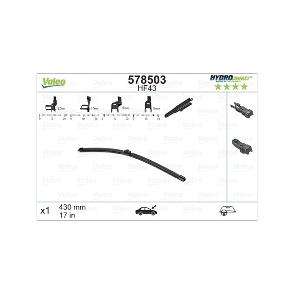 Torkarblad, Bak, Passagerarsida Valeo 578503 VALEO