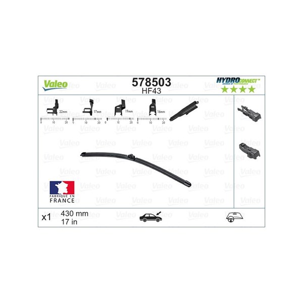 Torkarblad, Bak, Passagerarsida Valeo 578503 VALEO