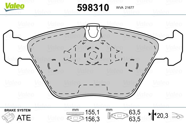 Bromsbeläggsats, Framaxel Valeo 598310 VALEO