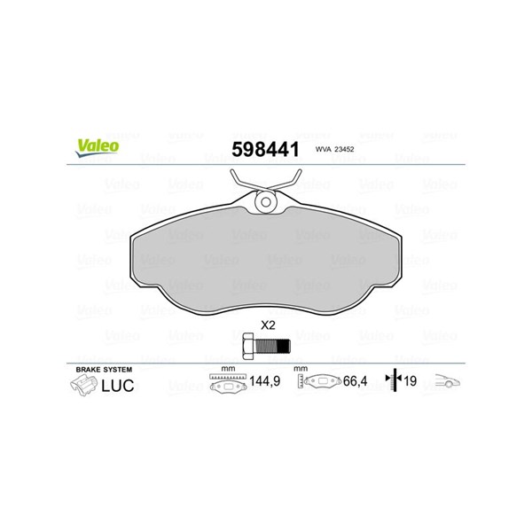 Bromsbeläggsats, Framaxel Valeo 598441 VALEO