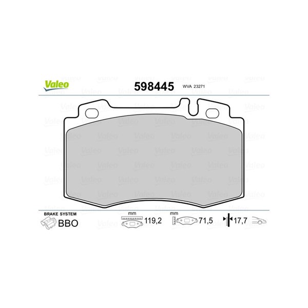 Bromsbeläggsats, Framaxel Valeo 598445 VALEO
