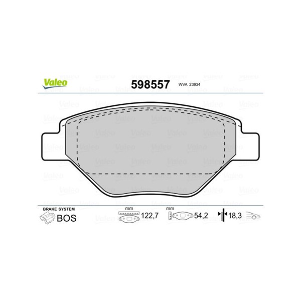 Bromsbeläggsats, Framaxel Valeo 598557 VALEO