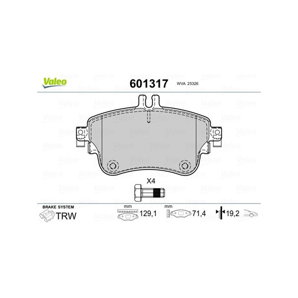 Bromsbeläggsats, Framaxel Valeo 601317 VALEO