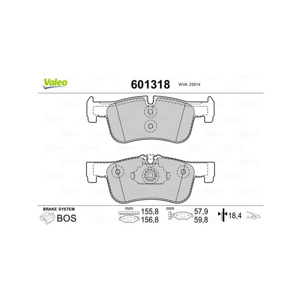 Bromsbeläggsats, Framaxel Valeo 601318 VALEO
