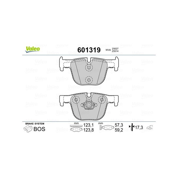 Bromsbeläggsats, Bakaxel Valeo 601319 VALEO