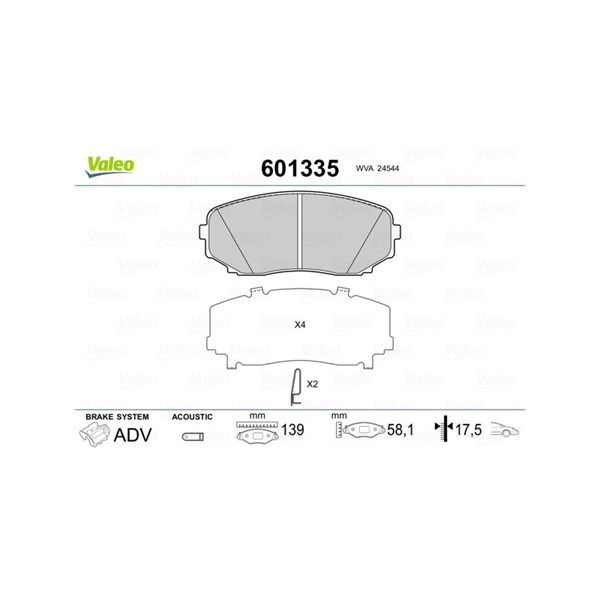 Bromsbeläggsats, Framaxel Valeo 601335 VALEO