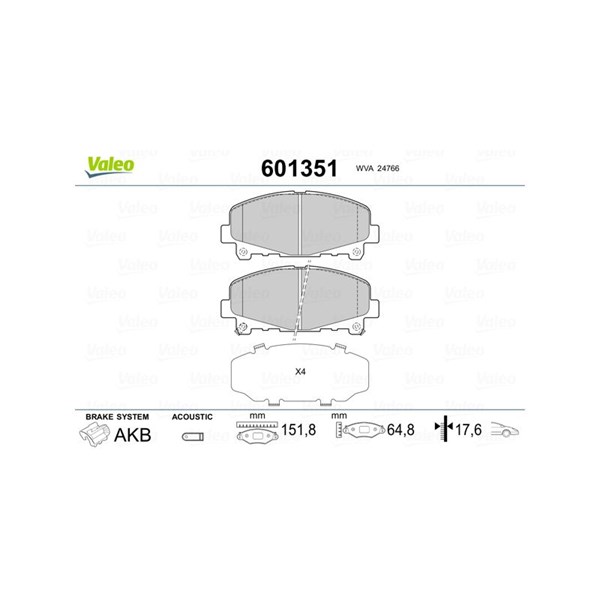 Bromsbeläggsats, Framaxel Valeo 601351 VALEO