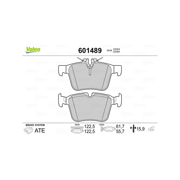 Bromsbeläggsats, Bakaxel Valeo 601489 VALEO
